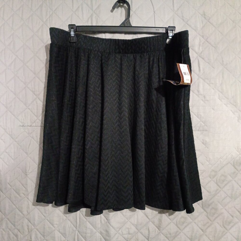 Self Esteem Black Chevron Mini Skirt 3X Plus Size